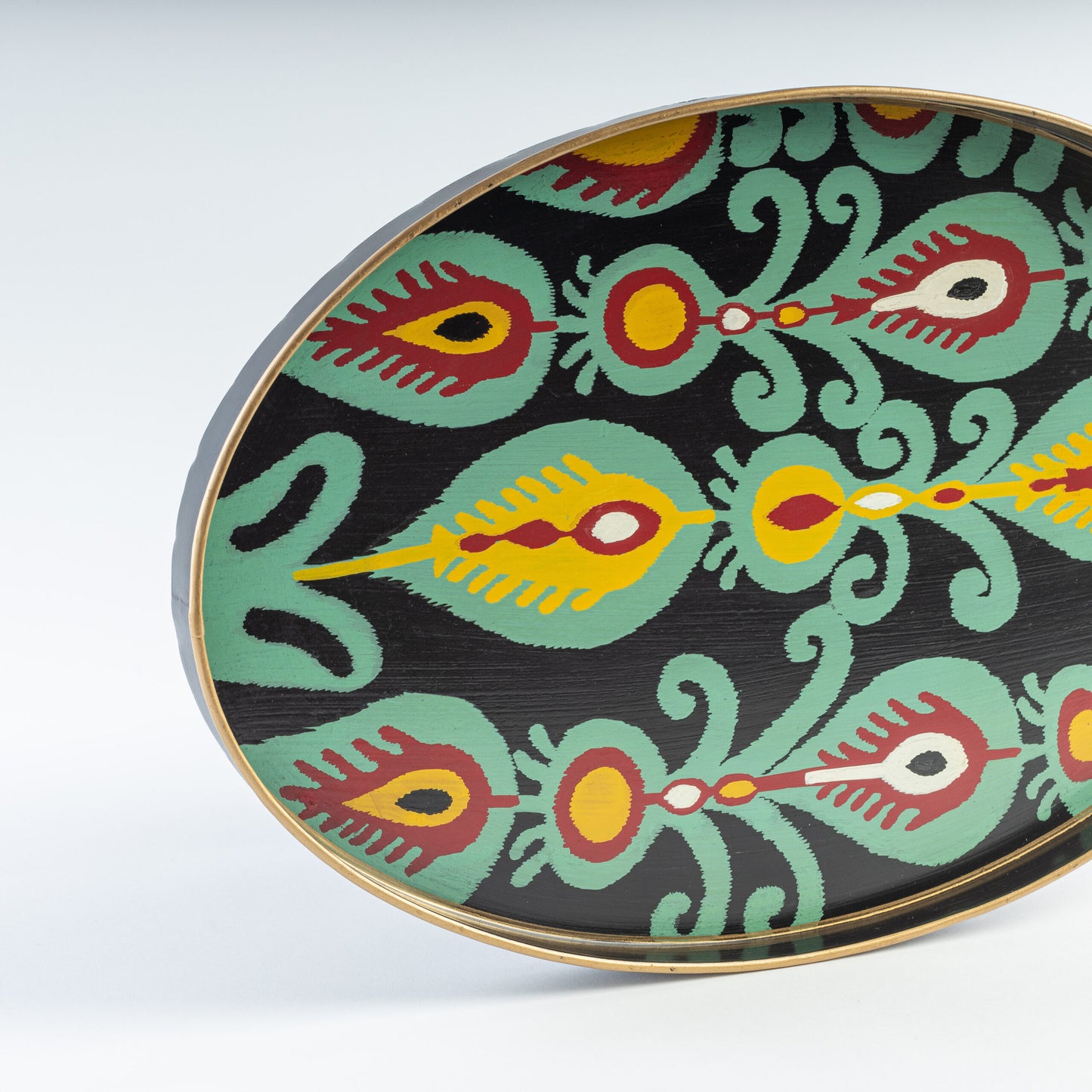 Bandeja de hierro pintada a mano Ikat