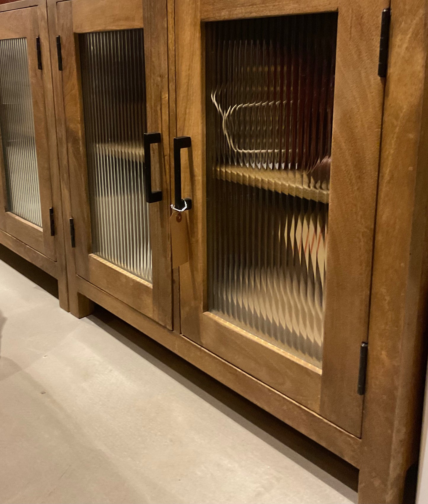 Vitrina con vidrio - 80x40x70 - Natural - Mangowood/Vidrio