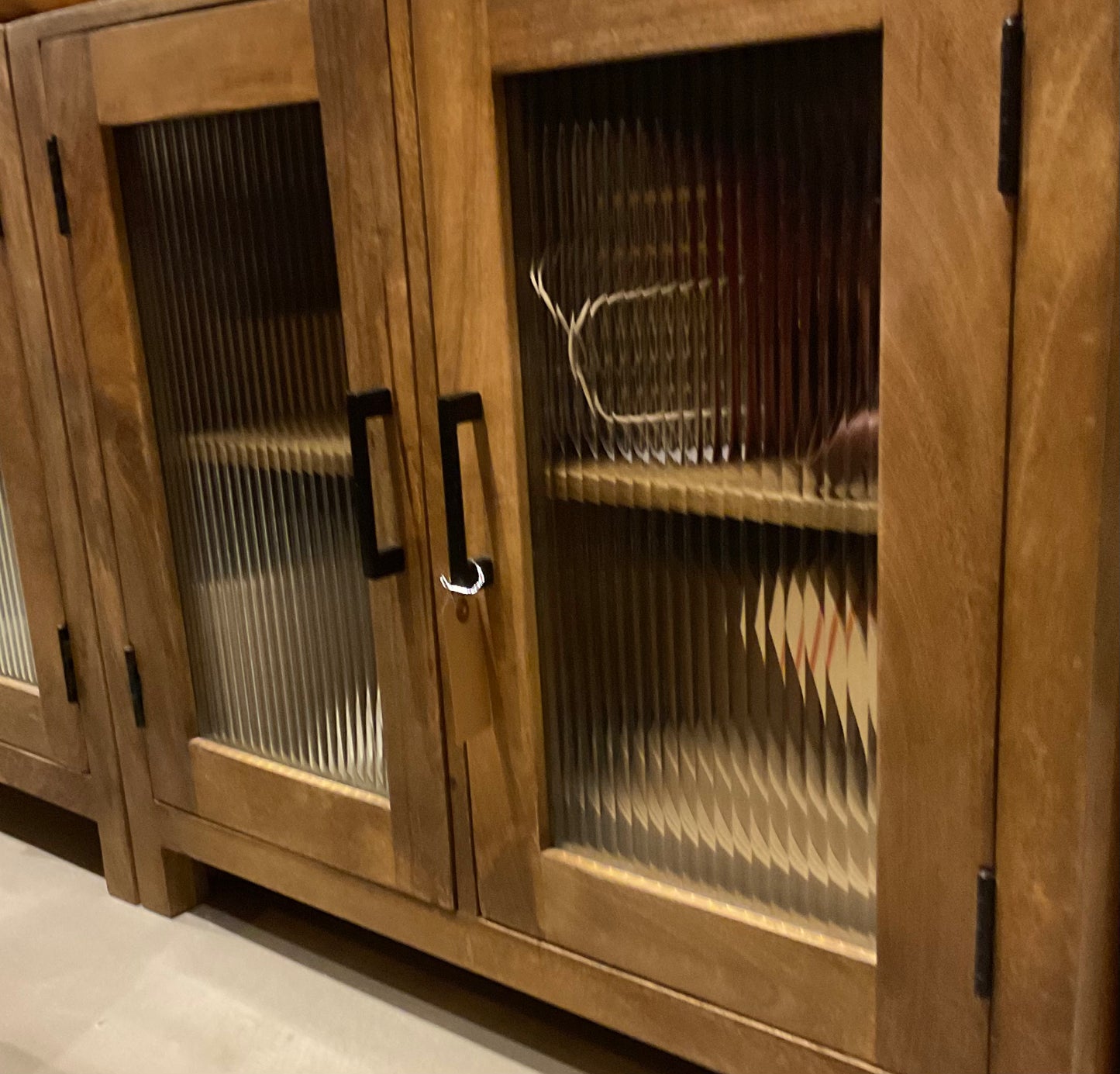 Vitrina con vidrio - 80x40x70 - Natural - Mangowood/Vidrio