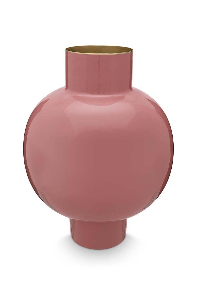 Vase metal large old pink