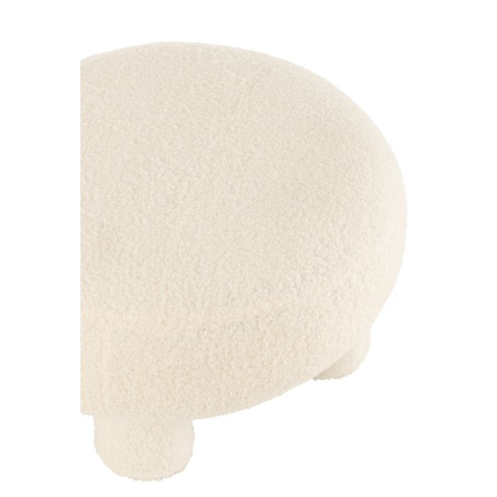 Taburete J-Line Redondo Teddy Pies Bouclé Blanco