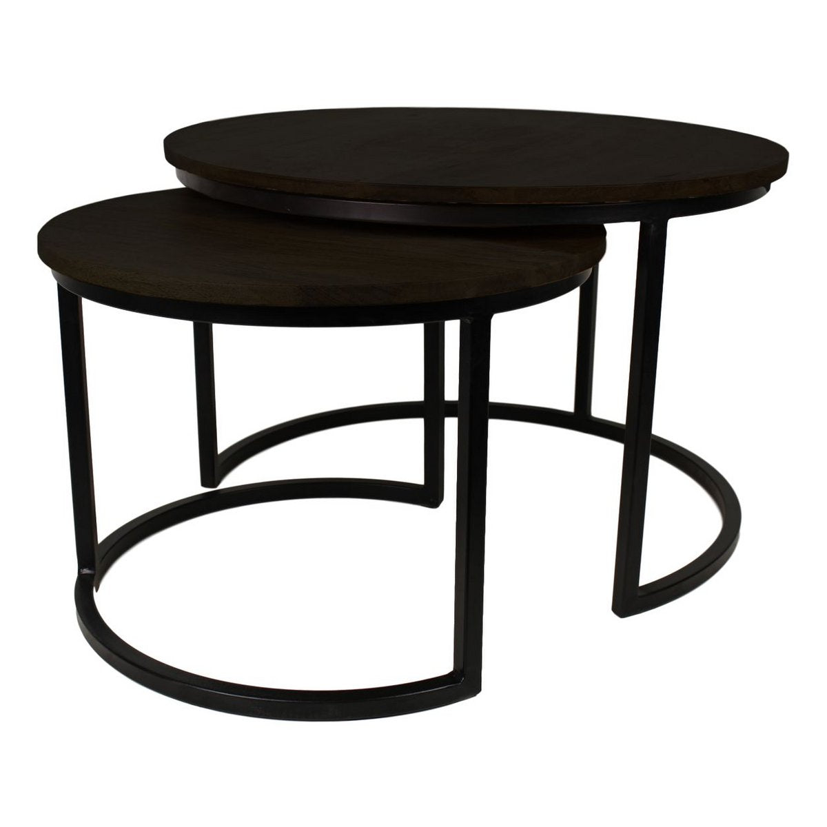 Mesa de centro Ronin - ø70x45 - Negro - Mangowood/Hierro - Juego de 2