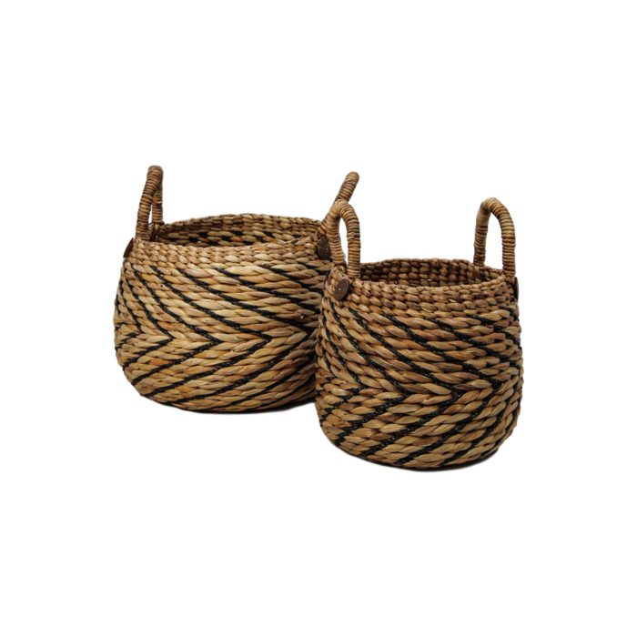 Juego de cestas de almacenamiento de 2 piezas - natural/negro - Jacinto de agua