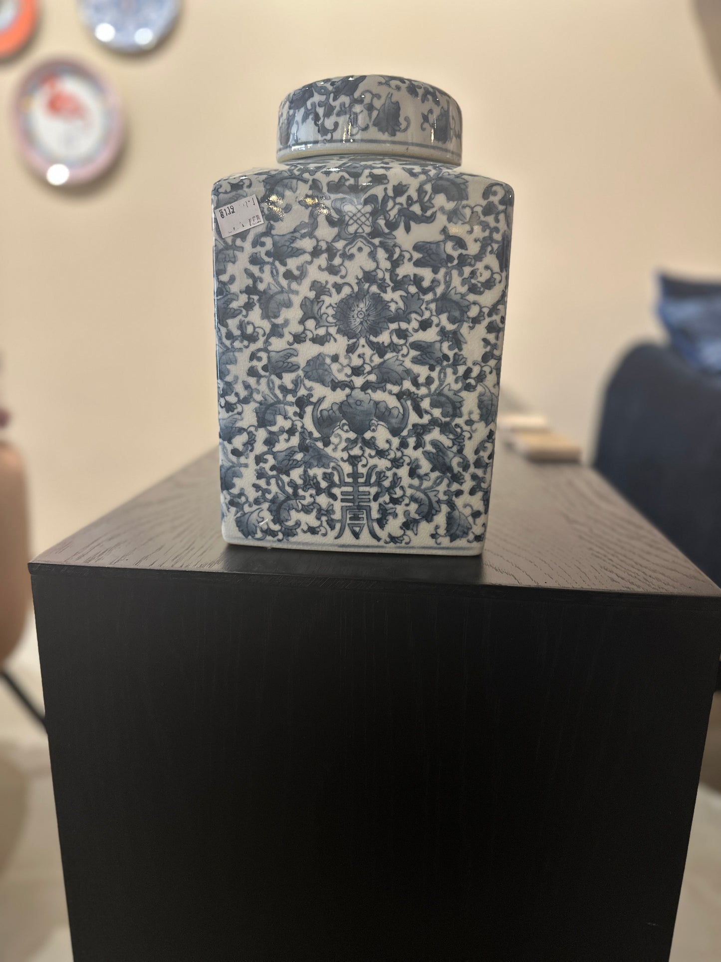 Jarrones blanco azul