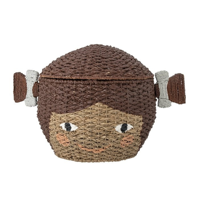 Lill Basket con tapa, marrón, hierba Bankuan
