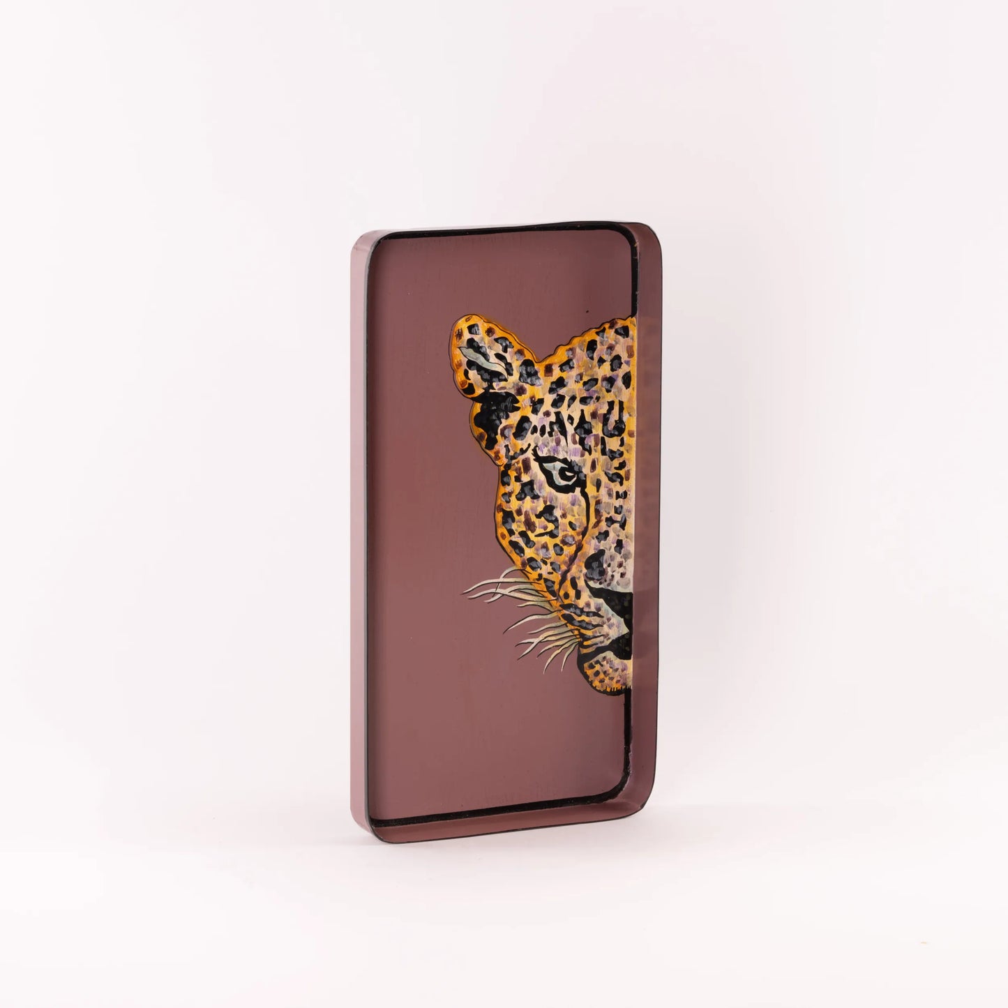 Fauna bandeja de hierro pintada a mano leopardo