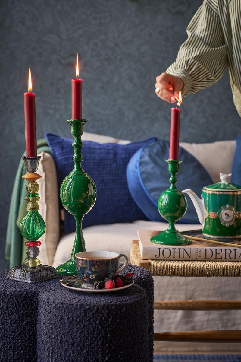 Candelabro Esfera Metálica Pequeña Verde