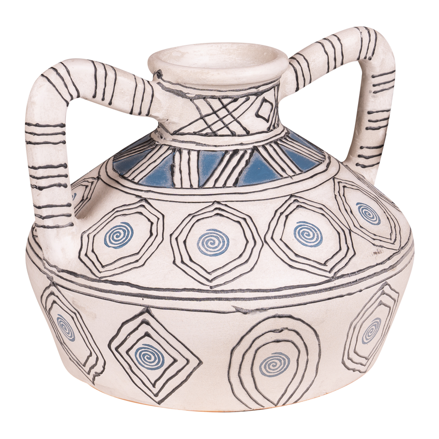 Vase Belem terracotta white/blue