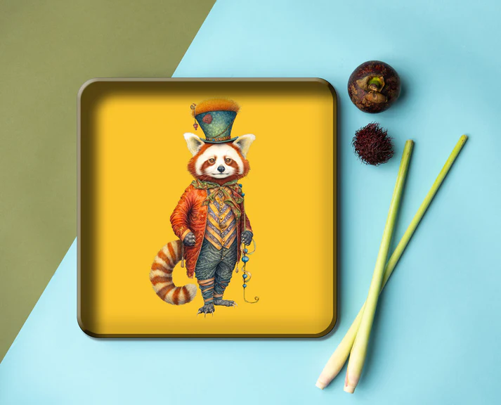 Metal Tray - Circus Red Panda Yellow - 30 cm