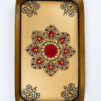christmas hand painted iron tray gold