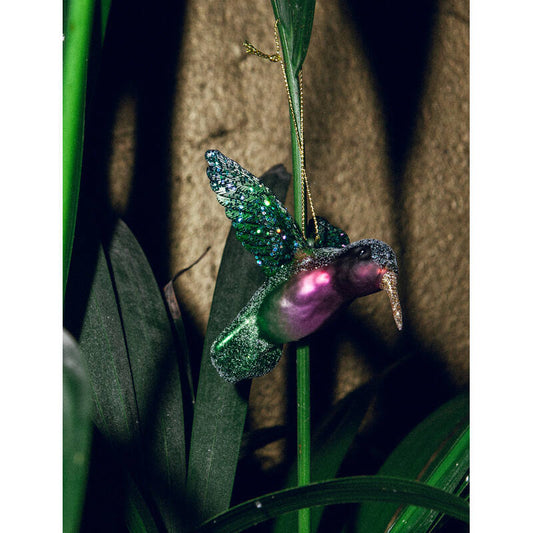 Adorno de vidrio verde/púrpura colibrí