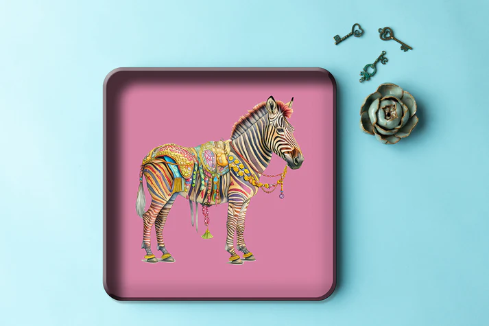 Metal Tray - Circus Zebra - 30 x 30 cm