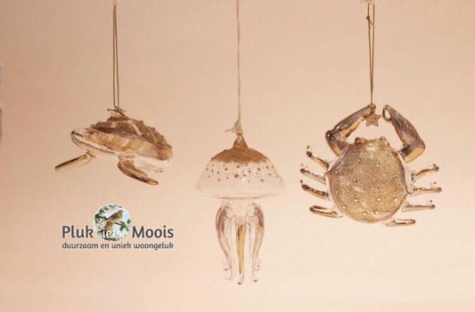 Adorno de vidrio dorado/diamantes medusas