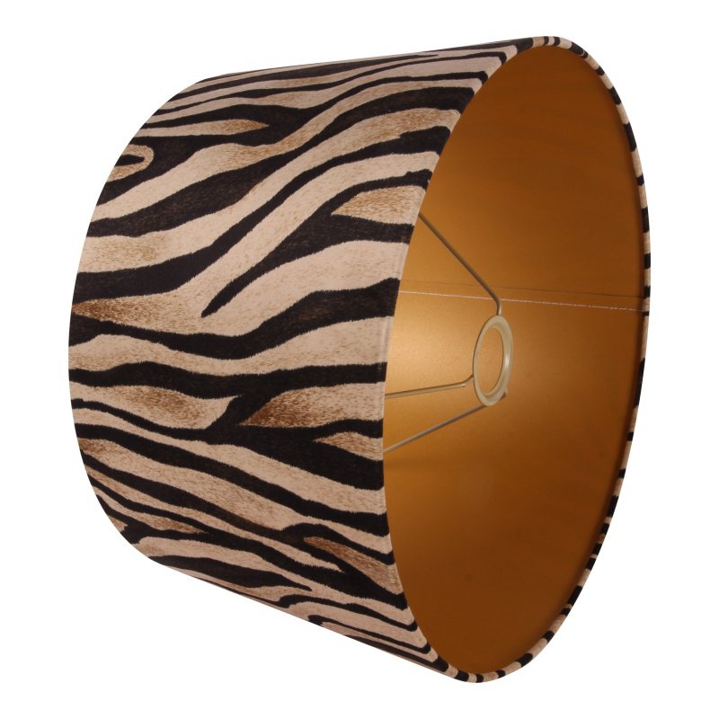 Pantalla de lámpara 40 cm - estampado cebra - marrón - tela