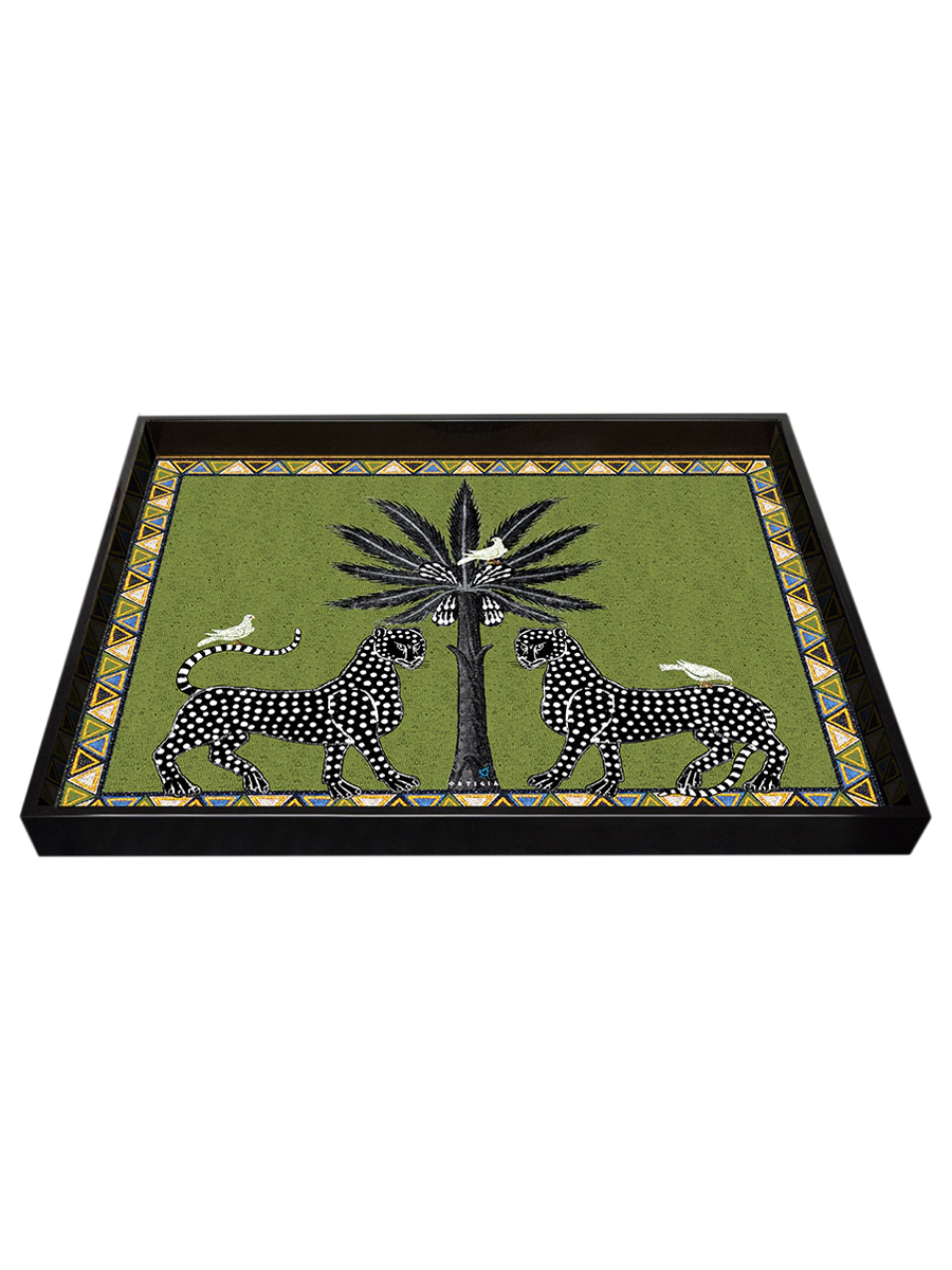Bandeja grande de mosaico verde (38 x 28 cm)