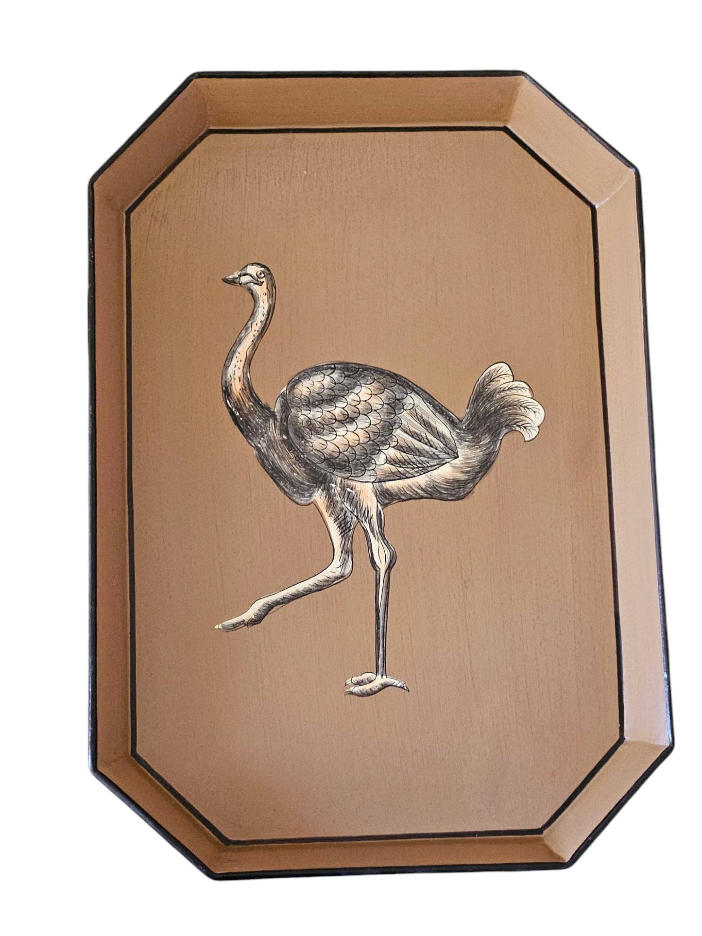 Hand-Painted Iron Tray - Ostrich