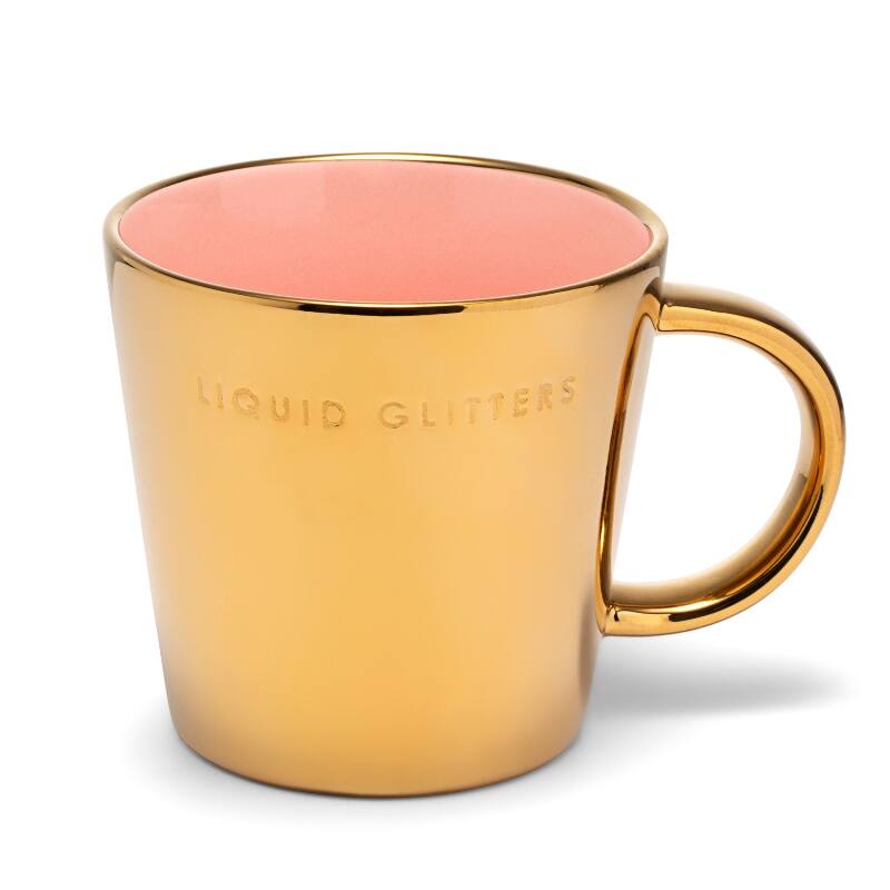 Taza de té de cerámica LIQUID GLITTERS rosa dorado