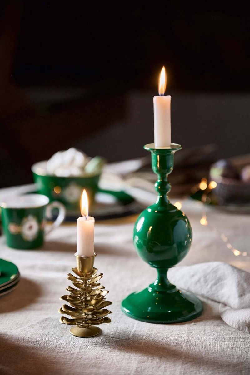 Candelabro Esfera Metálica Pequeña Verde