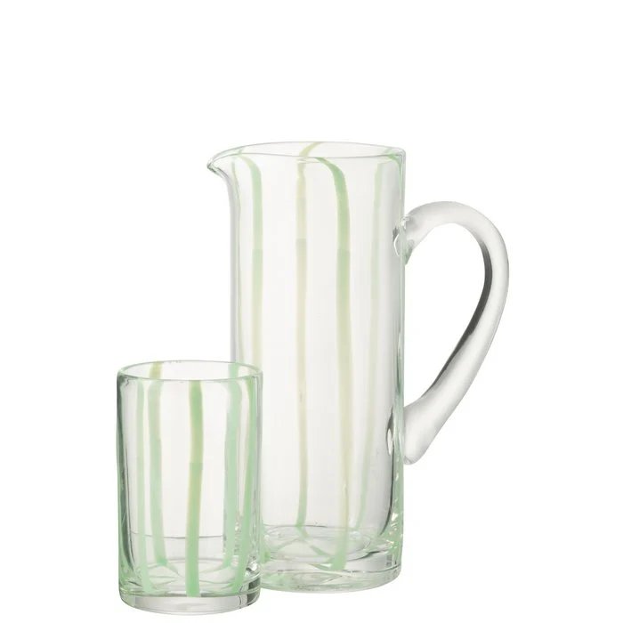 J-LINE CARAFE Stripes Glass Transparente/Verde