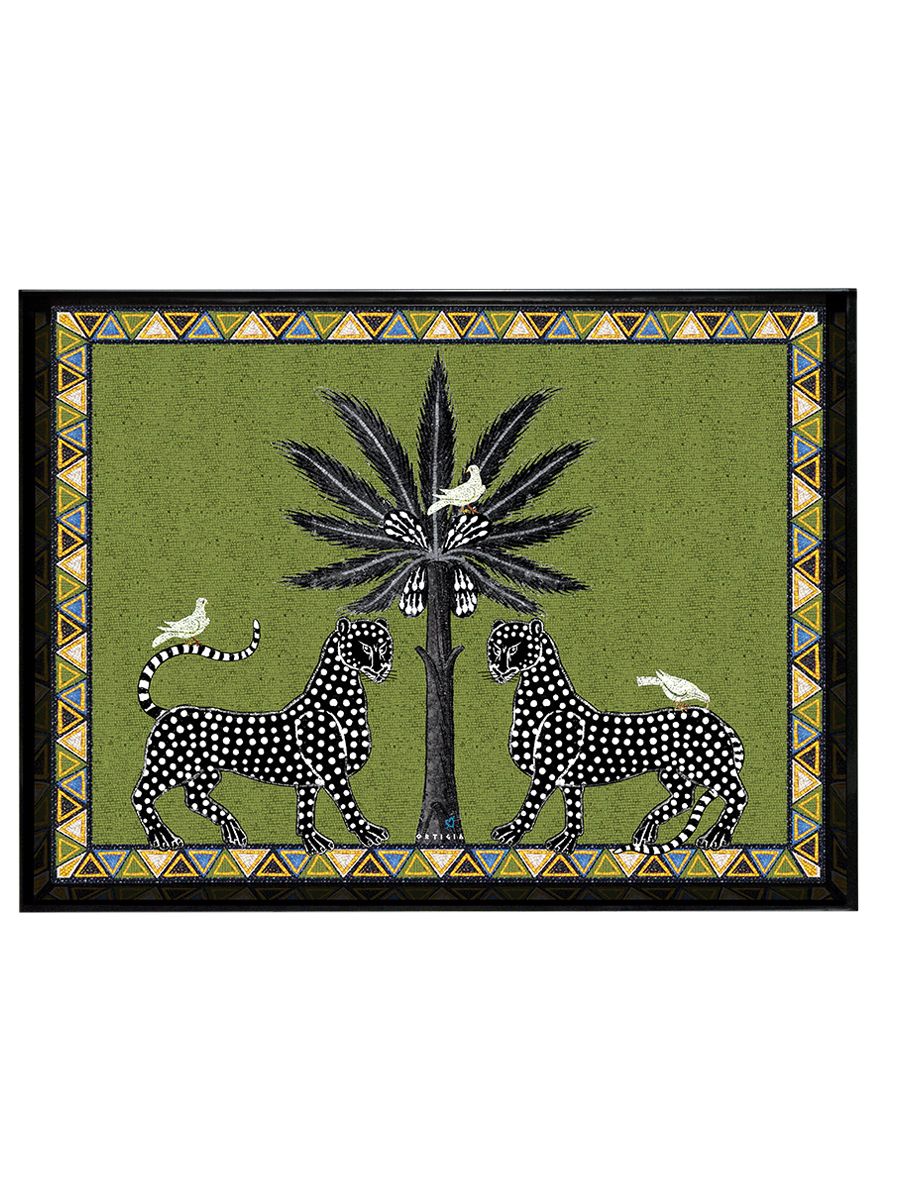 Bandeja grande de mosaico verde (38 x 28 cm)