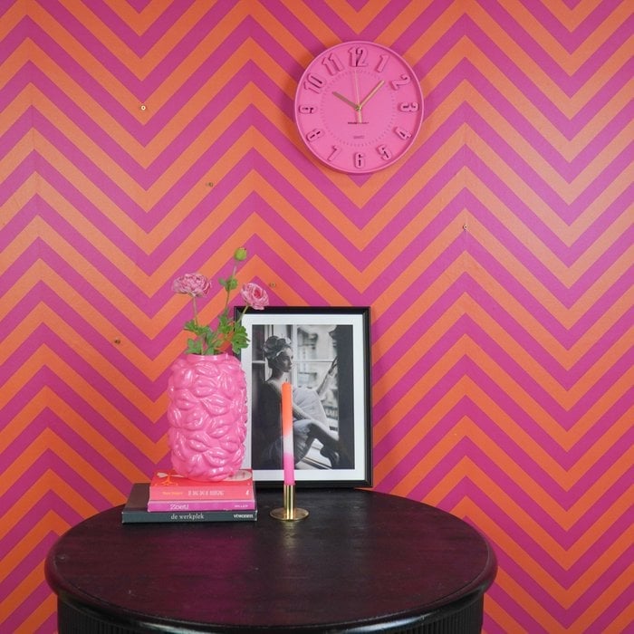 Reloj- Números de reloj de pared- Neon Pink -30x30x4cm