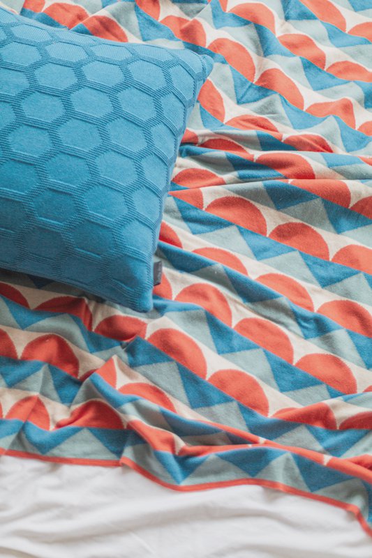 Manta de jacquard azul Toby – Algodón cepillado suave