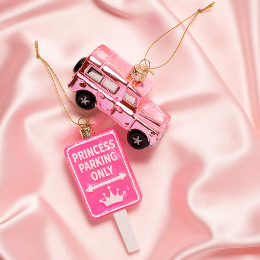 Adorno de vidrio ópalo rosa princesa estacionamiento