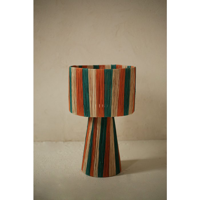 Lámpara de mesa de rafia de colores – Lámpara marroquí hecha a mano