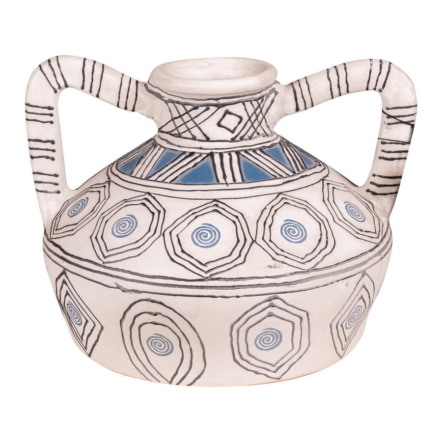 Vase Belem terracotta white/blue