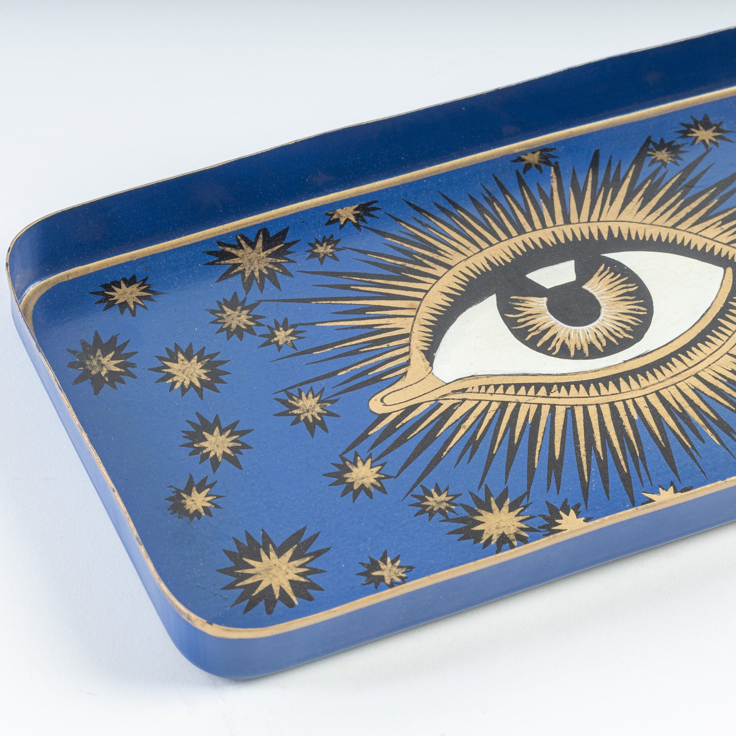 Hand Painted Iron Tray - All-Seeing Eye, Blue
