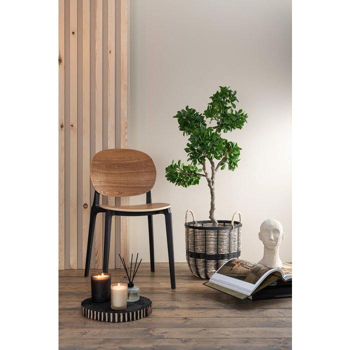 Cesta J-Line - yute/ratán - negro/natural - 3 piezas
