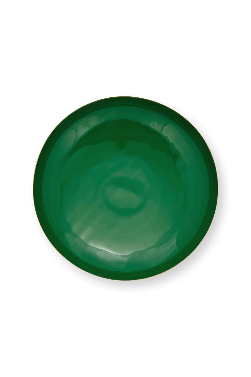 Bandeja baja de metal verde oscuro