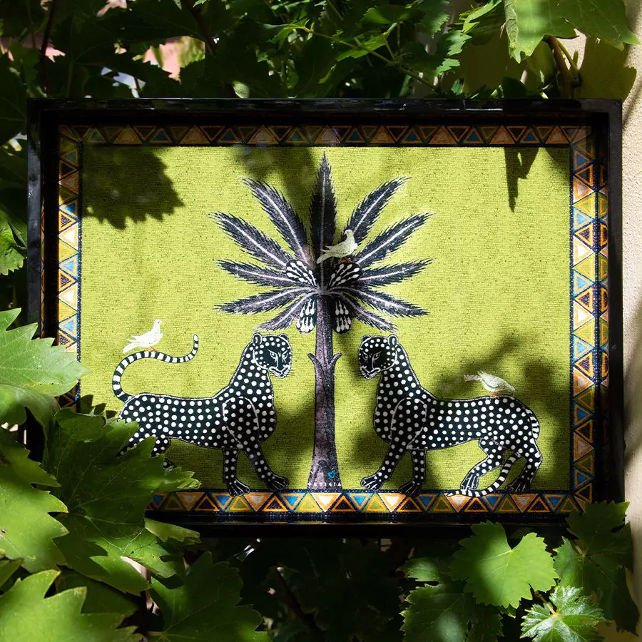 Bandeja grande de mosaico verde (38 x 28 cm)