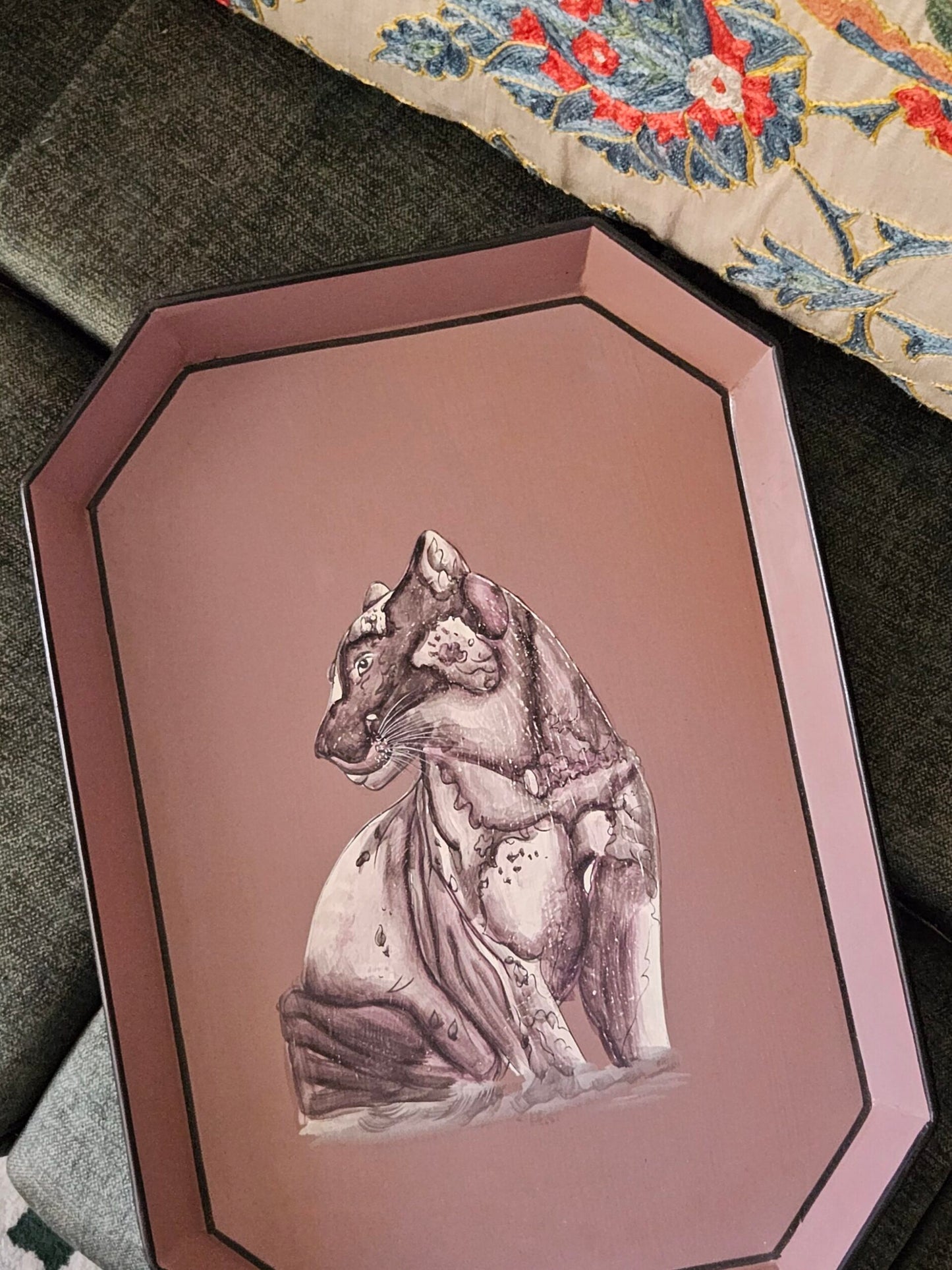 Hand-Painted Iron Tray - Cheetah