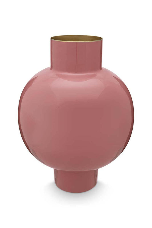 Vase metal large old pink