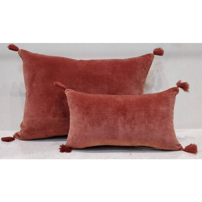 Cojín terciopelo pompón TERRACOTA