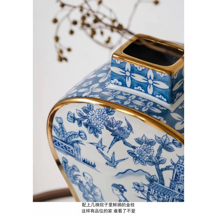 jarron chino azul Delft/estilo alto