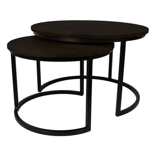 Mesa de centro Ronin - ø70x45 - Negro - Mangowood/Hierro - Juego de 2