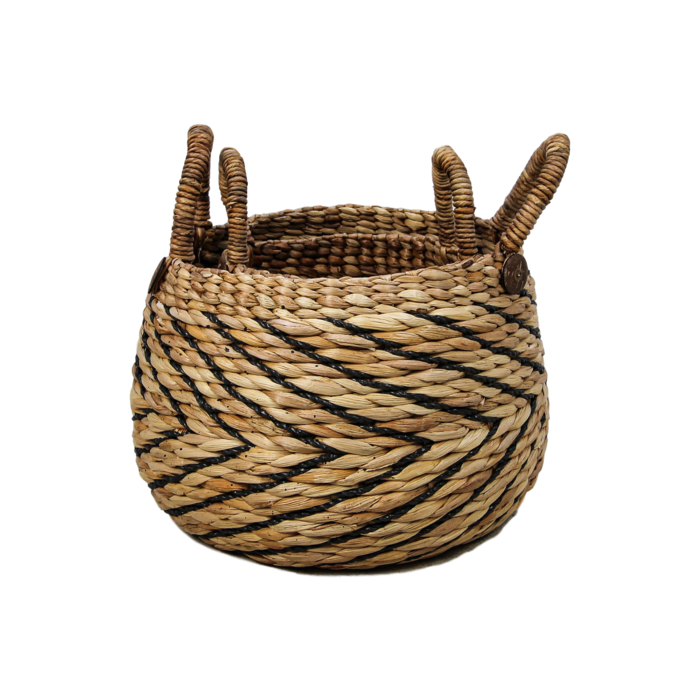 Juego de cestas de almacenamiento de 2 piezas - natural/negro - Jacinto de agua