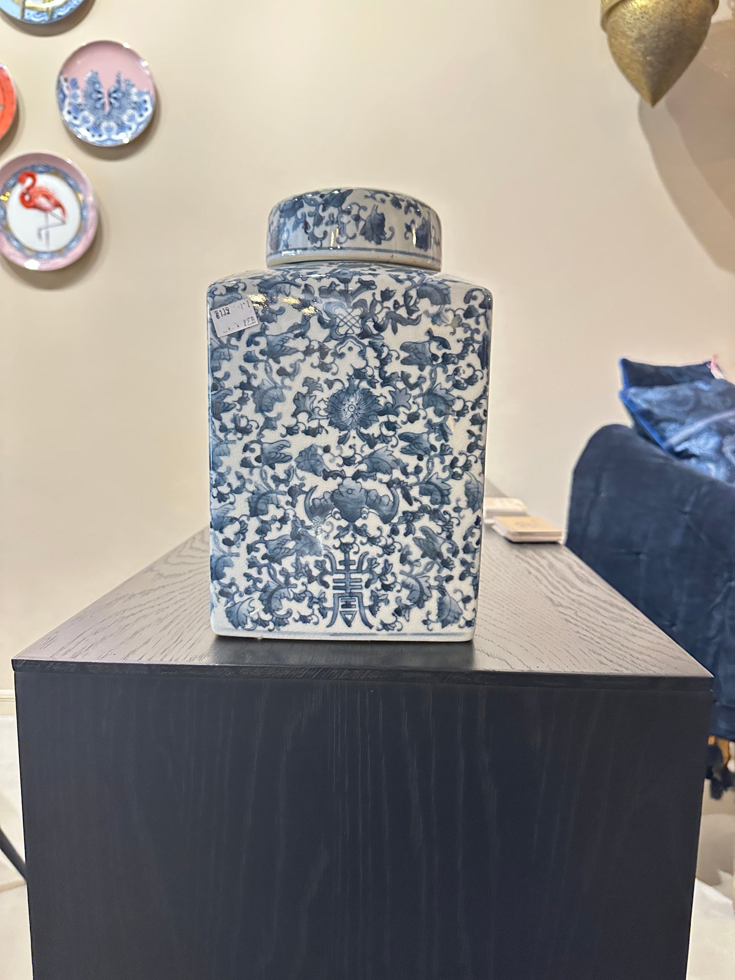 Jarrones blanco azul