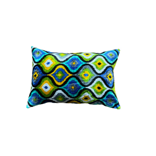Cojín Ikat Terciopelo Sonrisa Multicolor