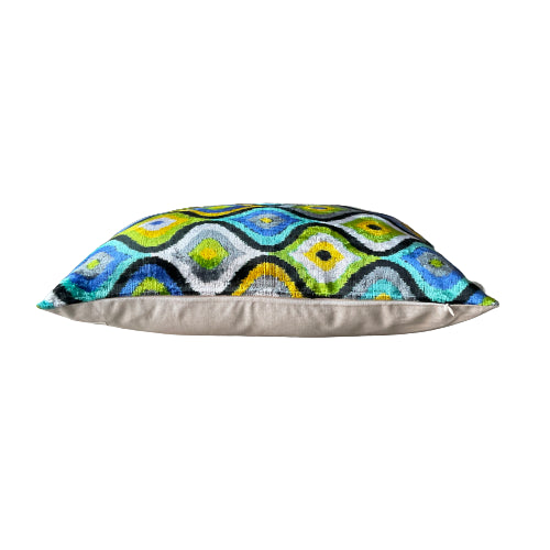 Cojín Ikat Terciopelo Sonrisa Multicolor