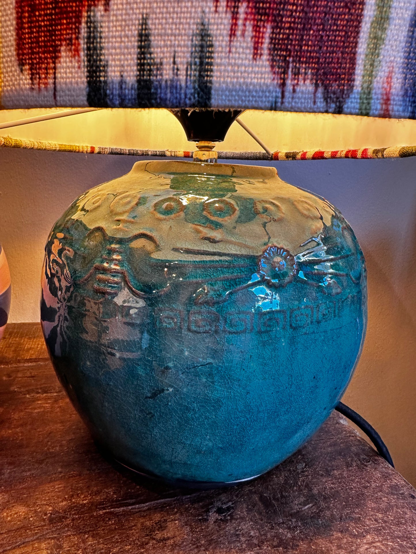 Lamapara de mesa CERAMICA AZUL TURQUESA