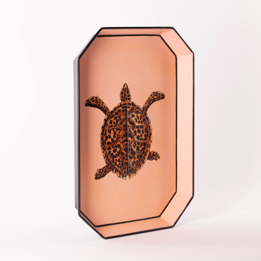 Tortuga de bandeja de hierro pintada a mano de Flora