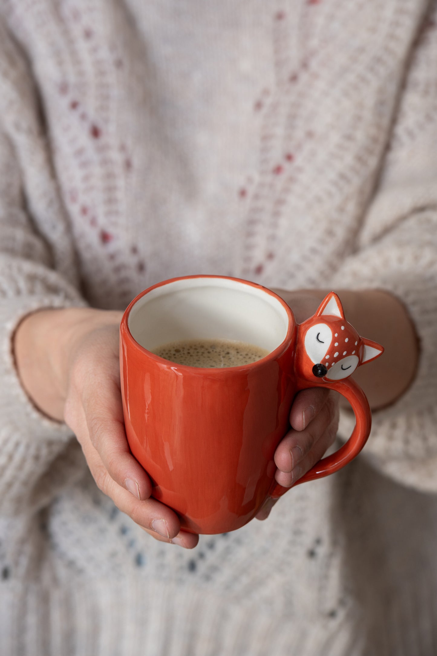 Taza Zorro/Búho Dolomita Marrón Surtido