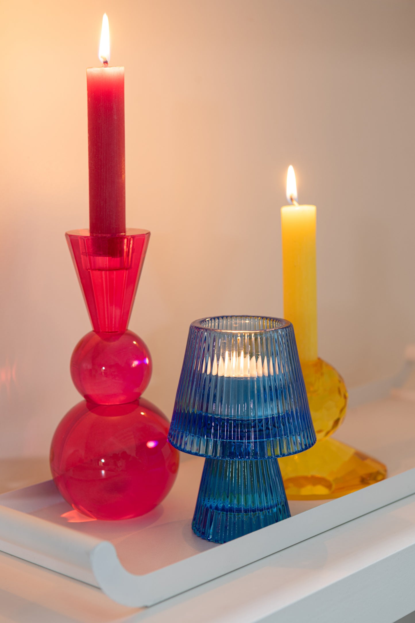 Candelabro Bola Vidrio Amarillo/Naranja  (58287)