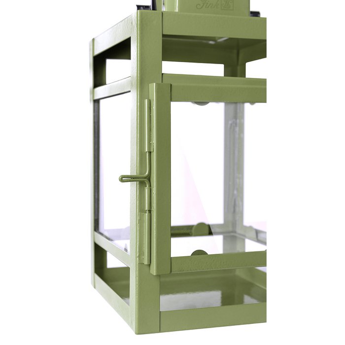 Farol KENIA vidrio hierro lacado en polvo liso verde 11,5 cm (Ø 12 cm) 20 cm