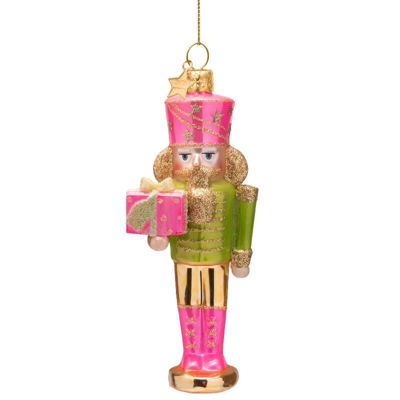 Adorno de vidrio cascanueces rosa/verde