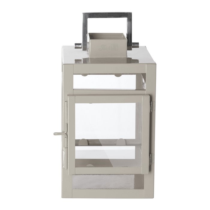 Farol KENIA acero inoxidable vidrio hierro con recubrimiento en polvo liso beige