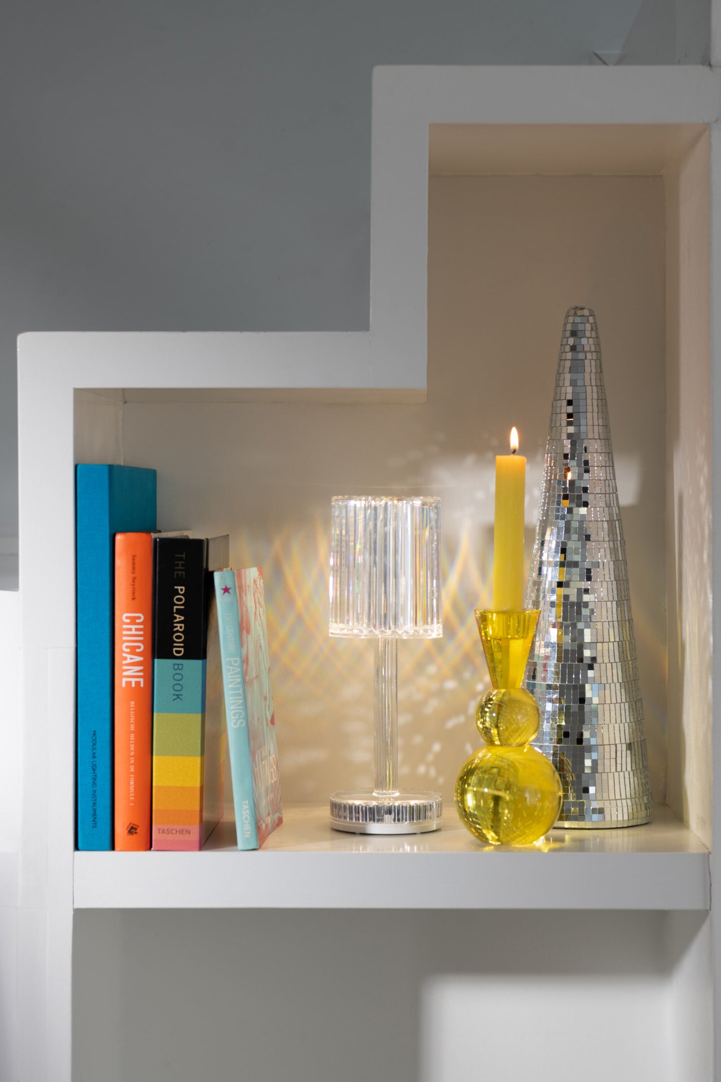 Candelabro Bola Vidrio Amarillo/Naranja  (58287)